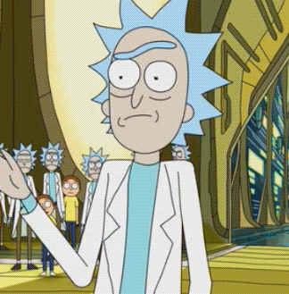 Rick From Rick And Morty Standing With Group GIF