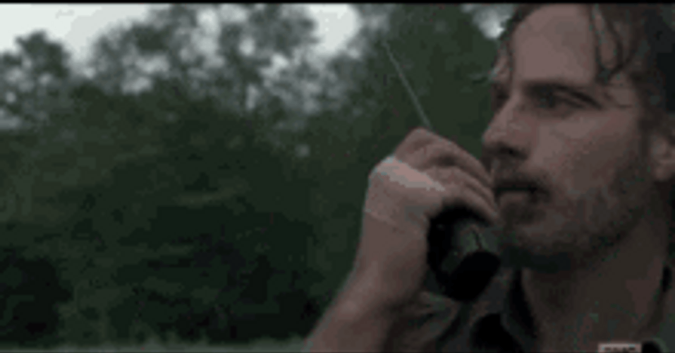 Rick Grimes Walking Dead Calling Negan Smith GIF