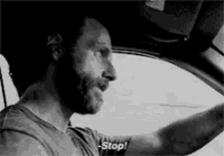 Rick Grimes Walking Dead Driving And Commanding Stop GIF