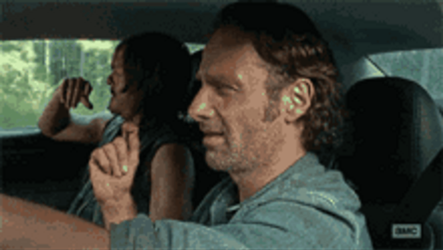 Rick Grimes Walking Dead Driving With Daryl Dixion GIF