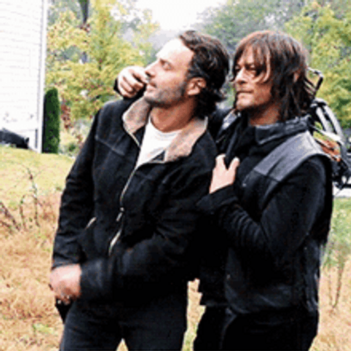 Rick Grimes Walking Dead Laughing With Daryl Dixion GIF