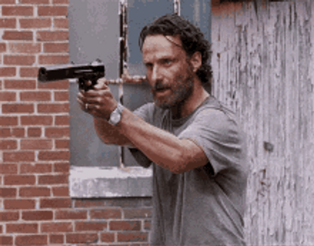 Rick Grimes Walking Dead Pointing Gun GIF