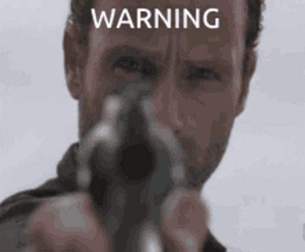 Rick Grimes Walking Dead Pointing Gun Warning GIF