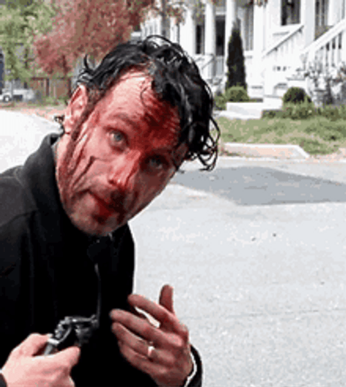 Rick Grimes Walking Dead With Bloody Face GIF