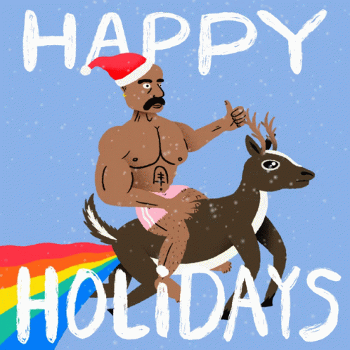 Riding A Flying Deer On Funny Holiday GIF