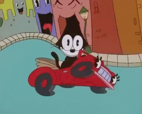 Riding A Walking Car Felix The Cat GIF
