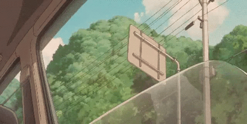 Riding Bus With Green Anime Scenery GIF