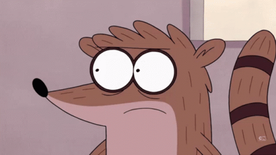Rigby Squint Look GIF
