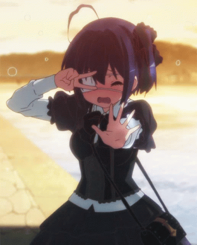 Rikka Peace Pose While Crying GIF