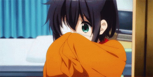 Rikka Smells Yuuta's Shirt GIF