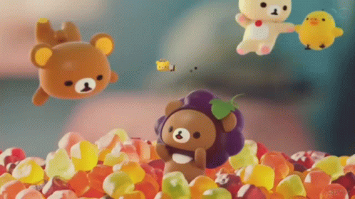 Rilakkuma And Friends On Gummy Bear GIF