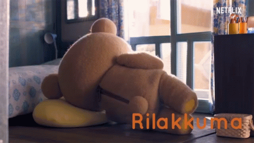 Rilakkuma Teddy Bear Laying on Floor