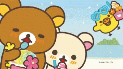 Rilakkuma With Friends Eating Ice Cream GIF