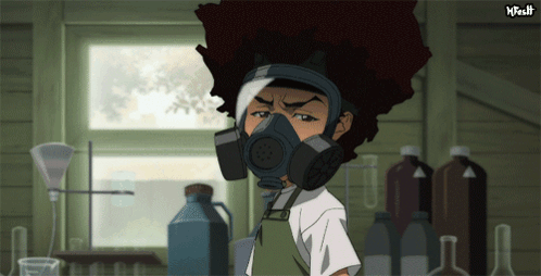 Riley Huey Freeman Wears Gas Mask GIF