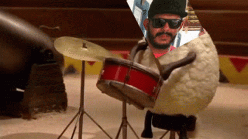 Animated Sheep Body With Man Face Rimshot GIF