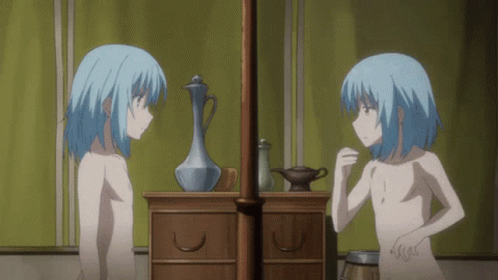 Shirtless Rimuru Looking At His Clone GIF
