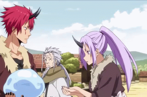 Rimuru On Benimaru Jumping To Shion GIF