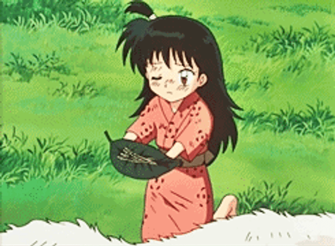 Rin Offering Food To Sesshomaru GIF