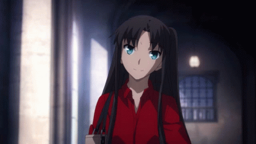 Rin Tohsaka Anime Pointing And Madly Speaking GIF