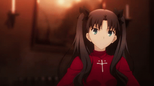 Rin Tohsaka Anime Shocked And Frowning GIF