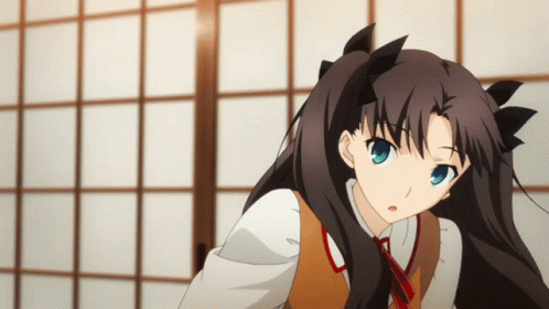 Rin Tohsaka Anime Shocked And Speaking Covering Mouth GIF