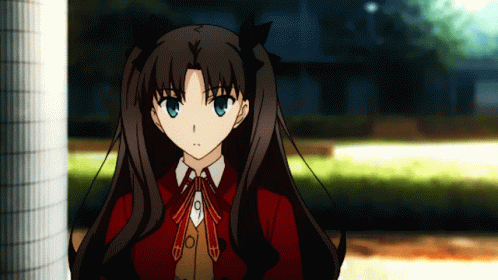 Rin Tohsaka Anime Sigh And Smile GIF
