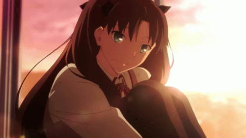 Rin Tohsaka Anime Staring Moving Her Head Down GIF