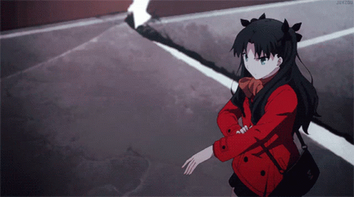 Rin Tohsaka Releasing Power Pointing Her Hand GIF