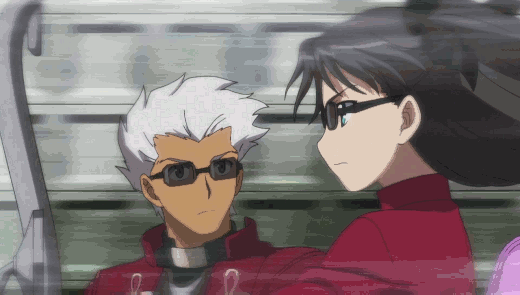 Rin Tohsaka Riding With Shirou Emiya GIF