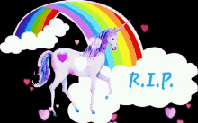 Rip Rest In Peace Rainbow Unicorn Hearts GIF