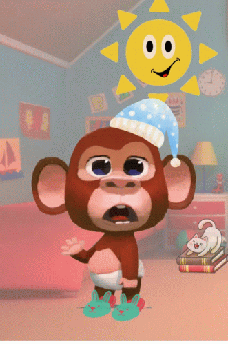 Rise And Shine Cartoon Baby Monkey GIF