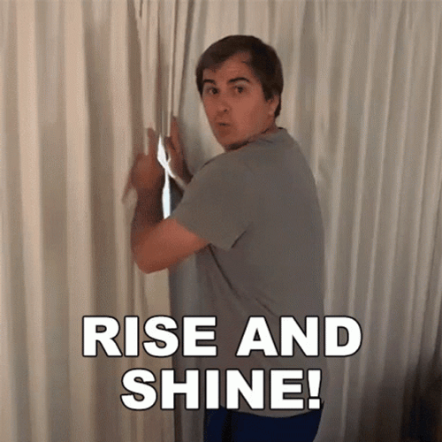 Rise And Shine Pulling Curtains Open GIF