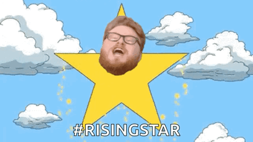 Rising Star Cartoon Head in Star