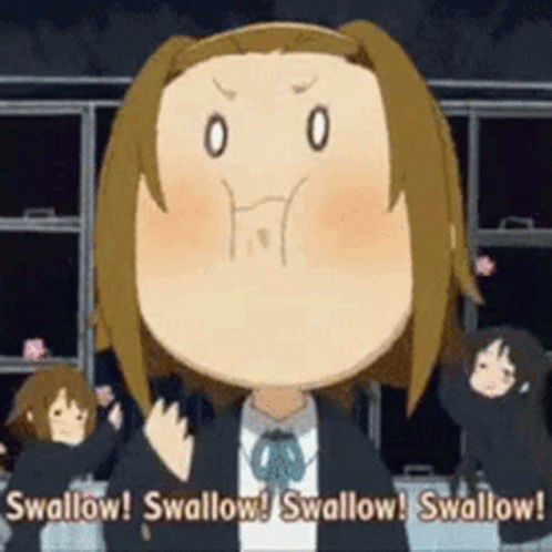 Ritsu Tainaka Mouth Full Swallow GIF