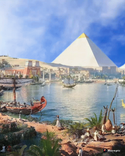 River Painting with Pyramid and Movepic