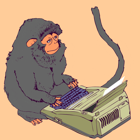 Rizz Monkey Working Old Typewriter Animated Art GIF