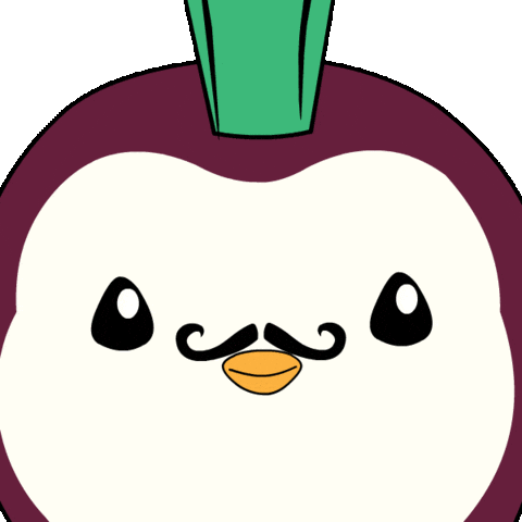 Rizzler Purple Pudgy Penguin Stretching Mustache GIF