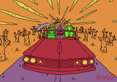 Roaches Driving Red Car GIF