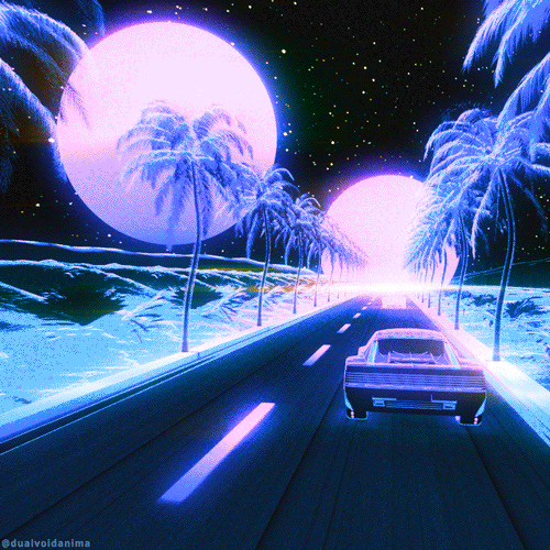 Road Night View Two Super Moons GIF