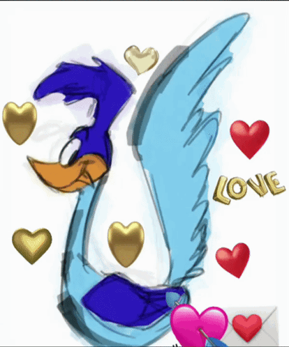 Road Runner With Hearts Saying Love