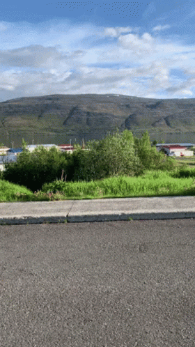 Road with Mountain and Buildings