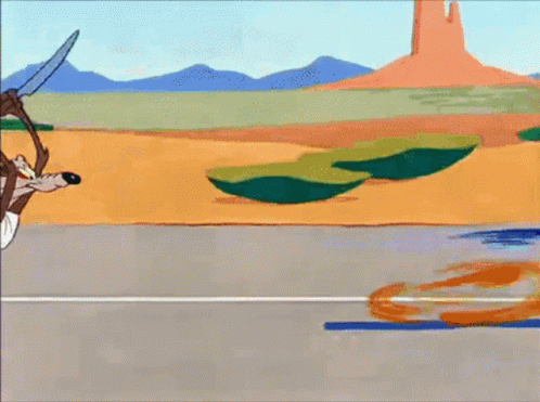 Funny Coyote Pursuit Roadrunner GIF