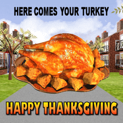Roast Chicken Turkey Animated Happy Thanksgiving GIF