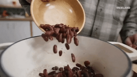 Roasted Beans On Rice Slow Motion GIF