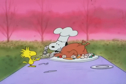 Roasted Chicken Peanuts Snoopy Thanksgiving GIF