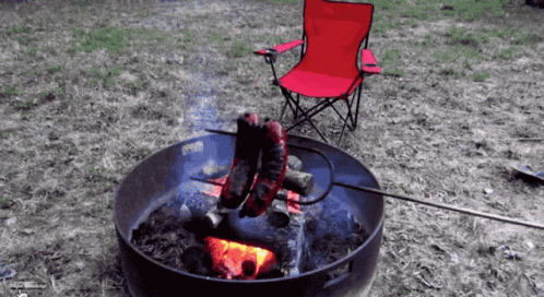 Roasted Sausage Camp Fire Cooking GIF