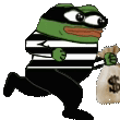 Robber Pepe The Frog Bolting Out GIF