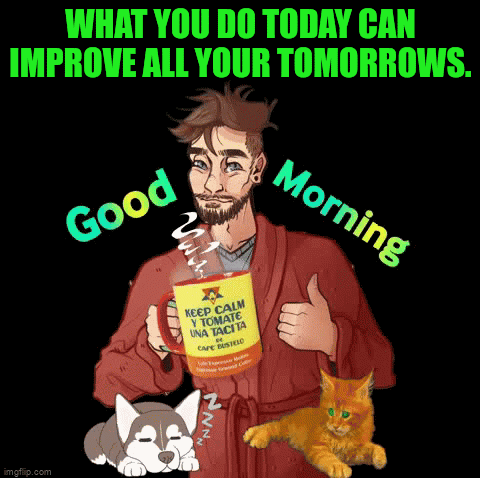 Robed Man Thumbs Up Holding Coffee Mug