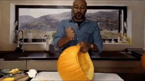 Robert Blackmon Stabbing A Pumpkin GIF
