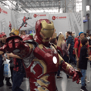 Robert Downey Jr Iron Man Suit Up In Public GIF